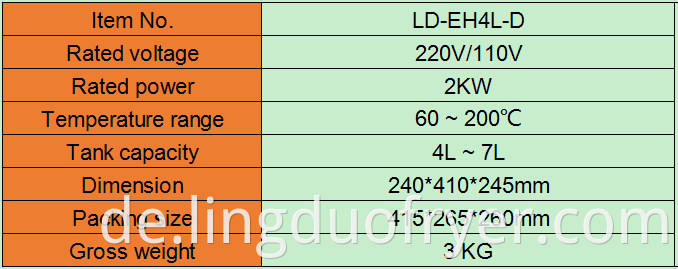 4l Electric Fryer Product Details